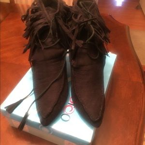 Black Ankle Fringe Boot